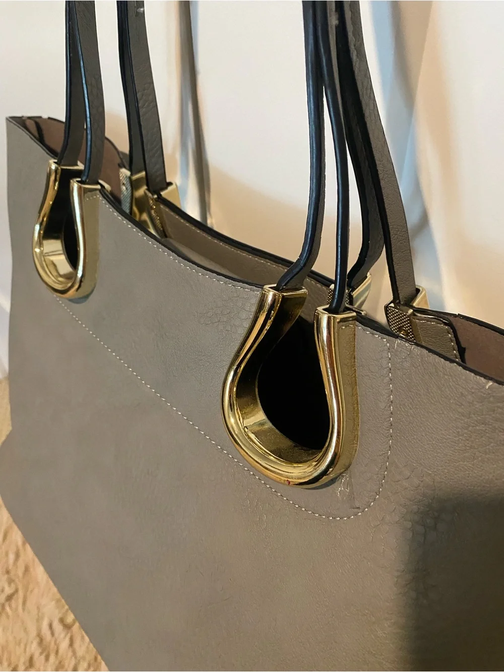 Imoshion Gray Tote w/Gold Accent + bonus bag